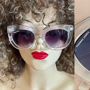 NWT Thomas James PERVERSE Repost Style Clear CATEYE SUNGLASSES